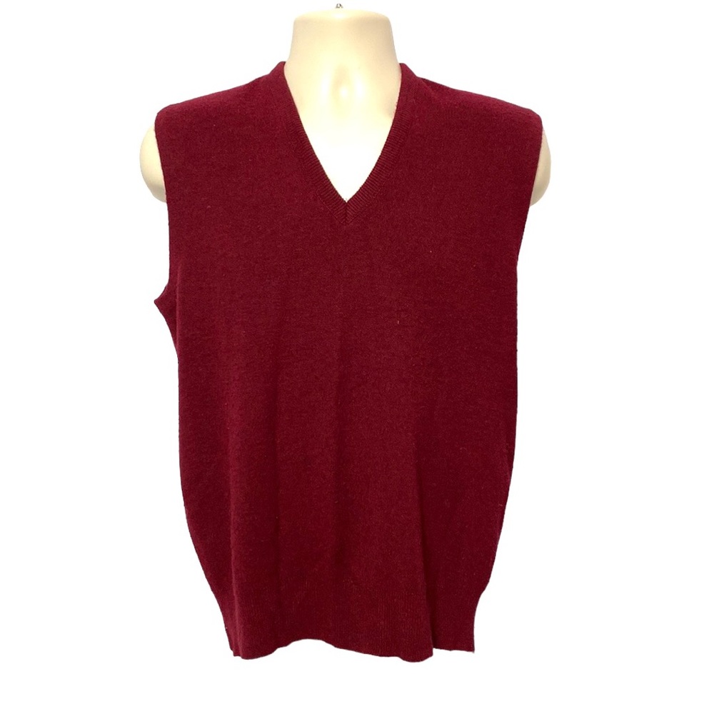 Vintage Red Knit V-Neck Vest Sweater L
